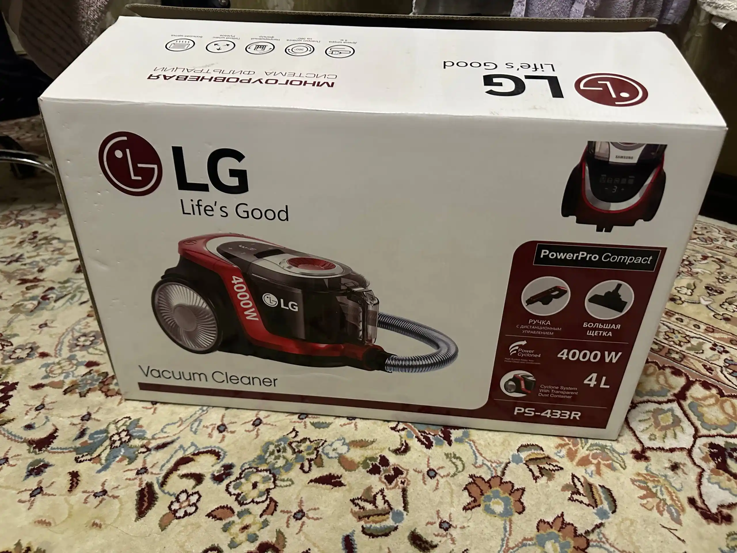Пылесос LG PowerPro PSR-433, 4000w, 4 л, с телескопической трубкой, с HEPA фильтром
