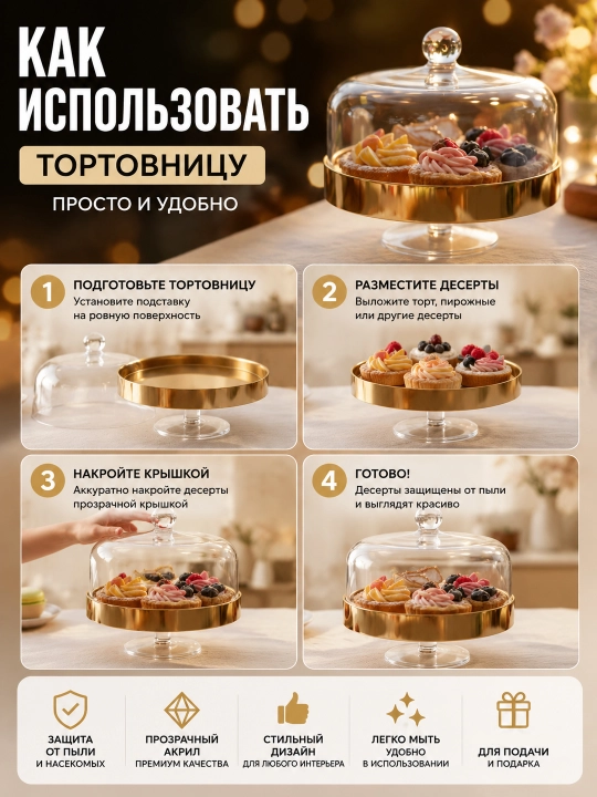 Тортовница с крышкой для десертов, подставка для торта и выпечки