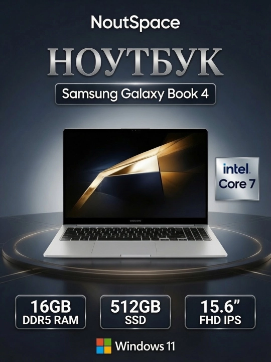 Ноутбук Samsung Galaxy Book4 Intel® Core™ 7 150U RAM 16GB SSD 512 15.6″ Full HD Anti-Glare - 