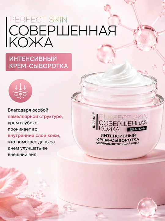 Yuz kremi-zardobi Vitex PERFECT SKIN, mukammal, teriga intensiv, kun-tun, 45 ml