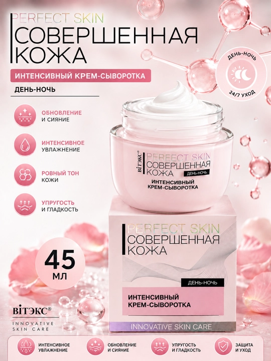 Yuz kremi-zardobi Vitex PERFECT SKIN, mukammal, teriga intensiv, kun-tun, 45 ml - 