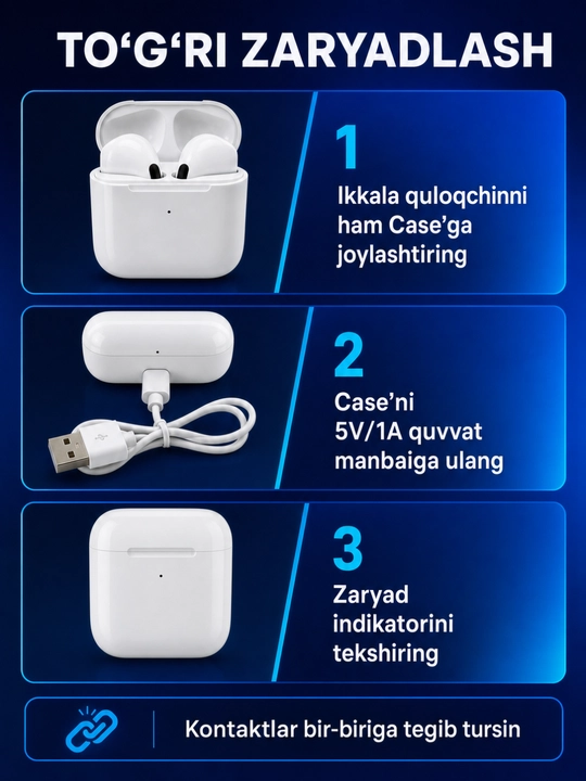Pro 4 simsiz quloqchin, Bluetooth, sensorli naushnik, iPhone va Android uchun
