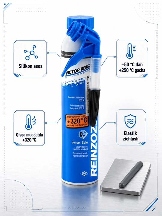 Силиконовый герметик Victor Reinz Reinzosil 300 SI, антрацит, до +320 °C, 1 штука