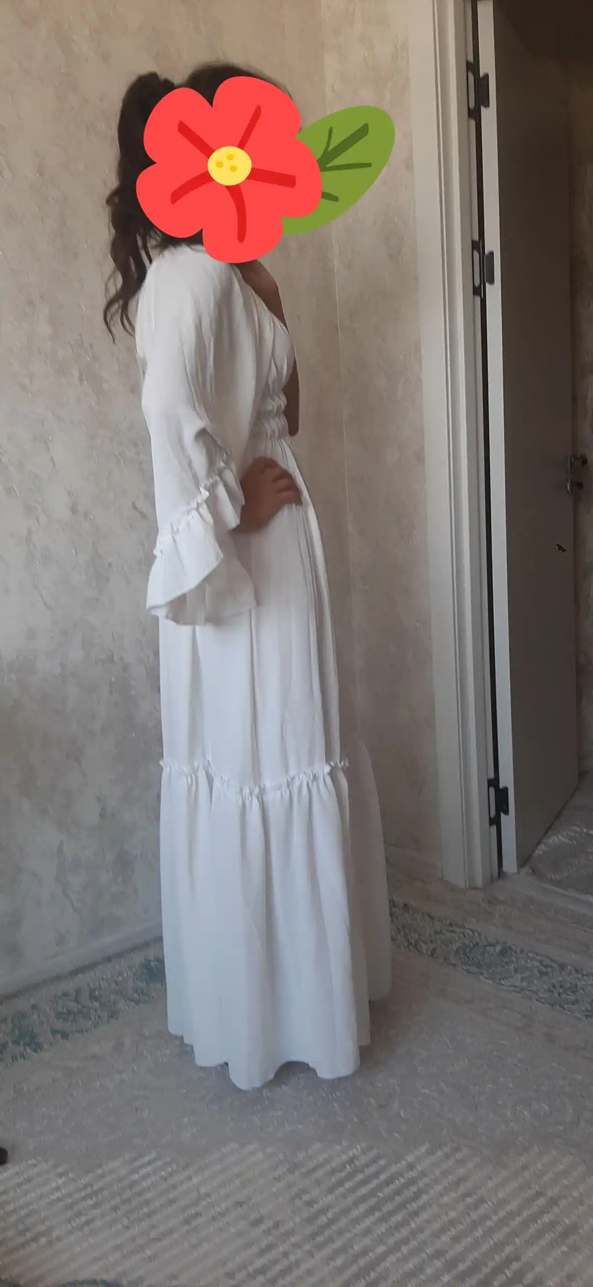 Dehqon ayolning uzun yengli, yengil va havoli libosi S M L XL o‘lchamiga mos keladi
