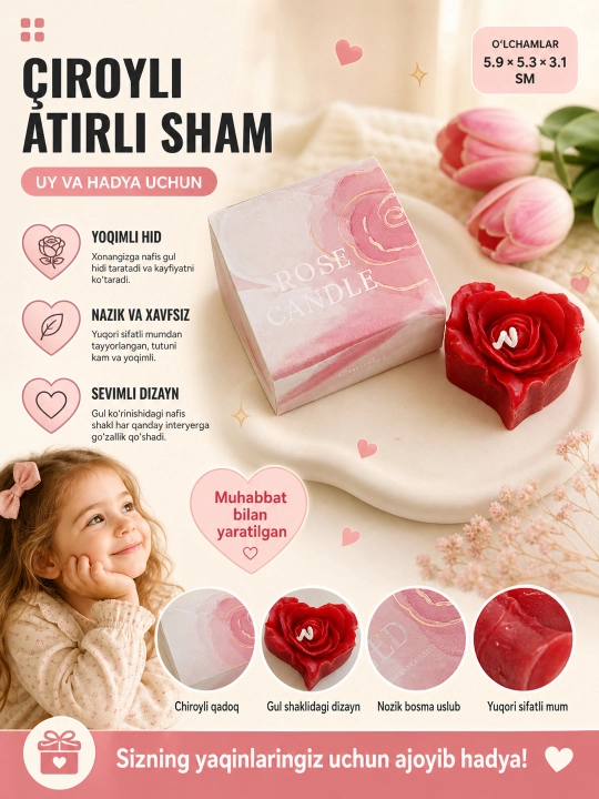 Xushbo‘y shamlar, turli xil shamlar, dekorativ, romantik (shamlar), bayram sovg‘asi - 