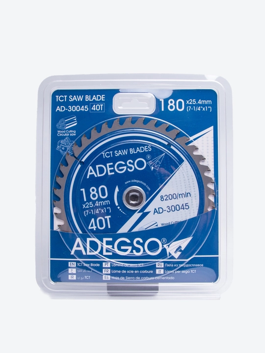 ADEGSO AD-30045 – Диск пильный TCT для дерева, 180 × 25.4 мм, 40 зубьев