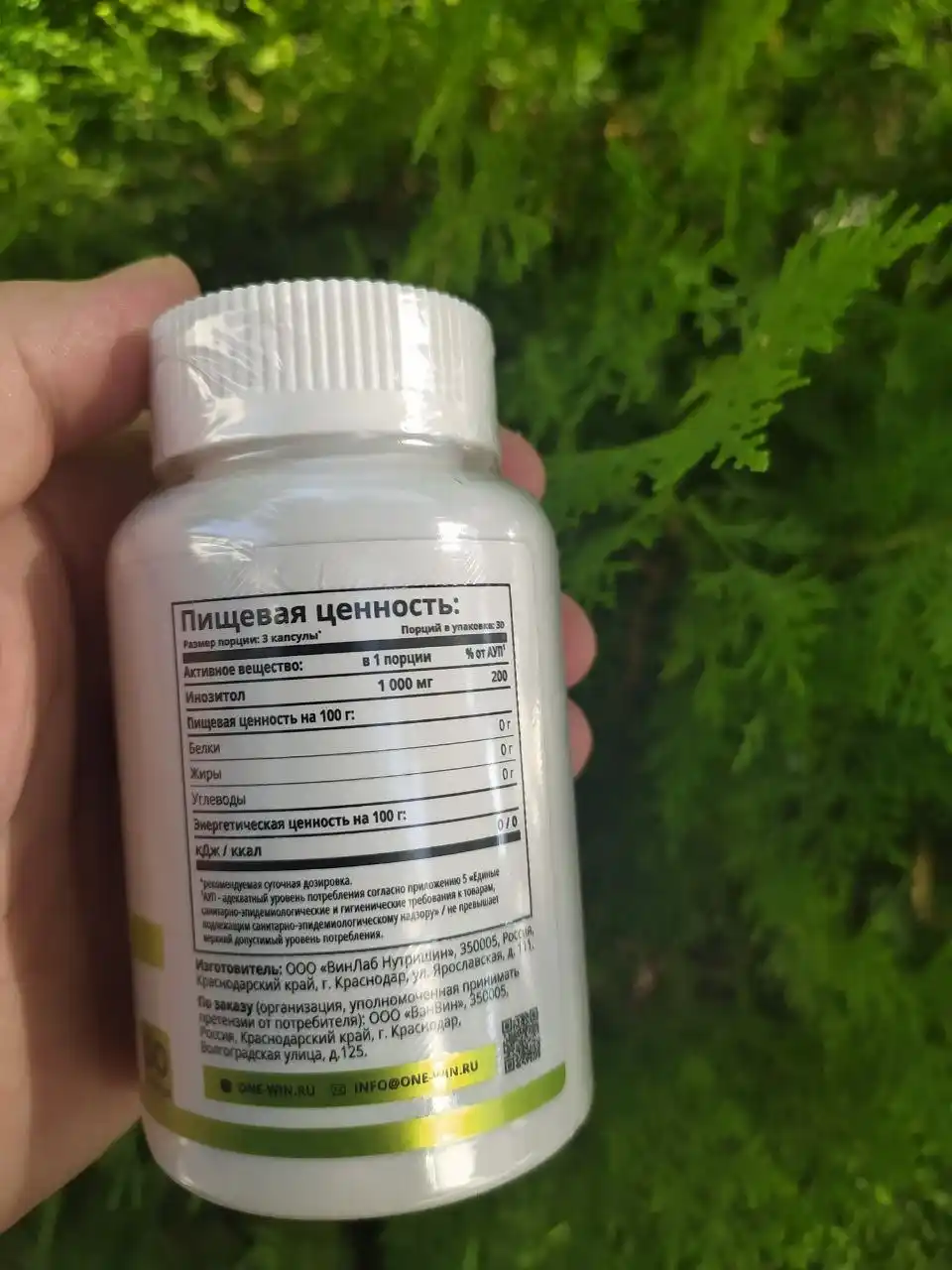 Myo-Inositol 1WIN, 1000 mg, B vitaminlari, energiya, asab tizimi, teri va sochlar uchun