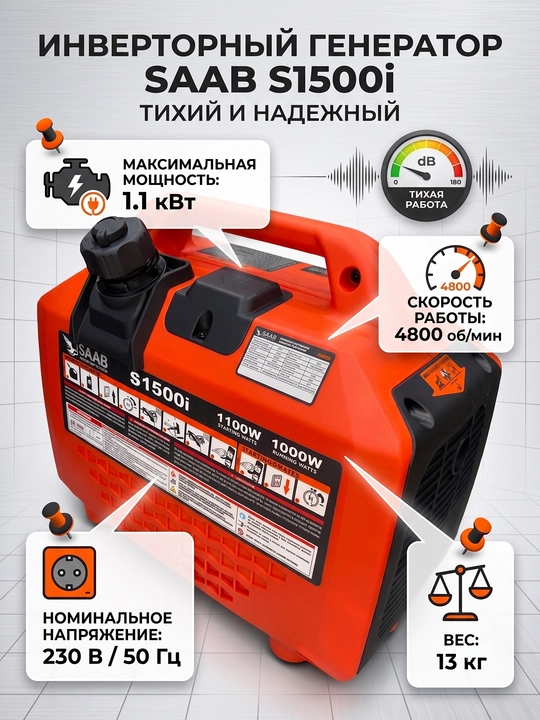 Бензиновый безшумный инверторный генератор KM1500 - 