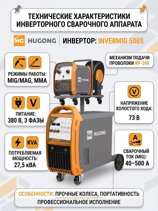 Сварочный полуавтомат HUGONG INVERMIG 500S III 380v - 