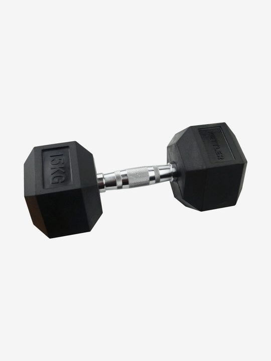 KETTLER rezina qoplamali geksagon gantel, 15 kg