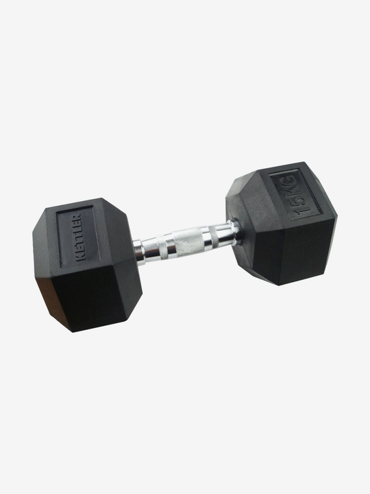 KETTLER rezina qoplamali geksagon gantel, 15 kg