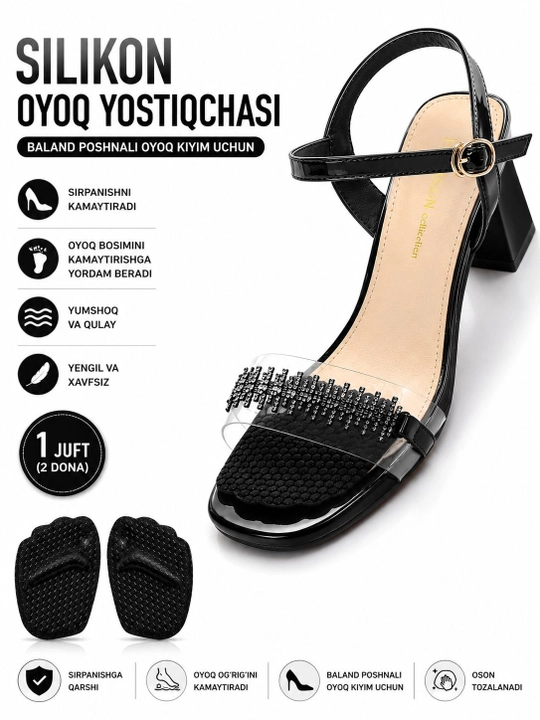 Silikon gel yarim tagliklar – tufli, sandal va poshnali oyoq kiyimlar uchun