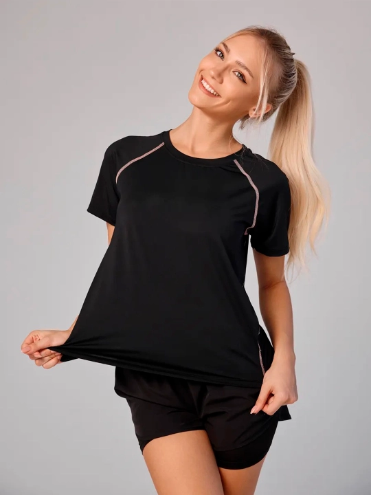 Ayollar futbolkasi Slimfit, ayollar sport rashgardi, Fitnes kiyim