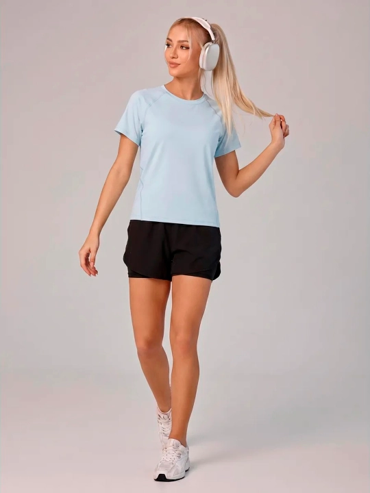 Ayollar futbolkasi Slimfit, ayollar sport rashgardi, Fitnes kiyim