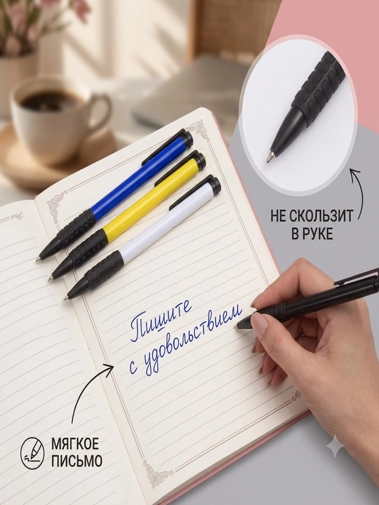 Шариковая ручка, синяя, толщина линии письма 0.7 мм 6/12 штук