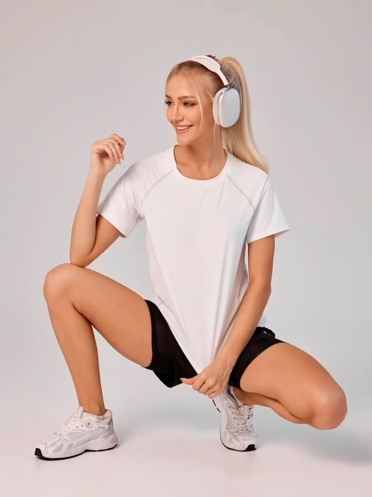 Ayollar futbolkasi Slimfit, ayollar sport rashgardi, Fitnes kiyim
