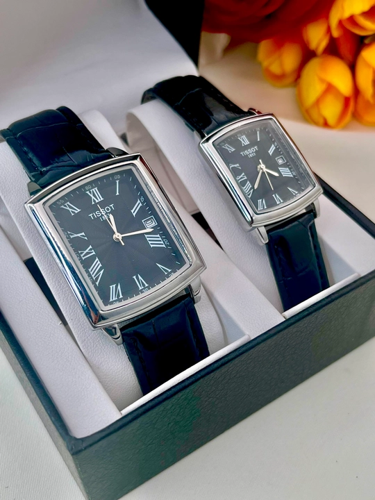 Парные часы TISSOT для мужчин и женщин, комплект с кожаным ремешком
