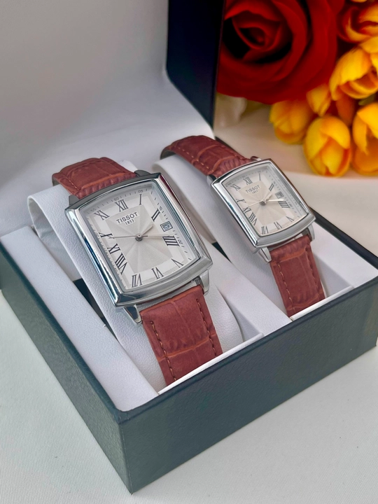 Парные часы TISSOT для мужчин и женщин, комплект с кожаным ремешком