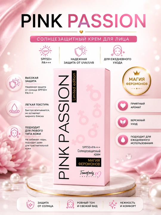 Pink Passion 3 tasi 1 da: loson, quyoshdan himoya kremi, sovun, yuzni tozalovchi krem