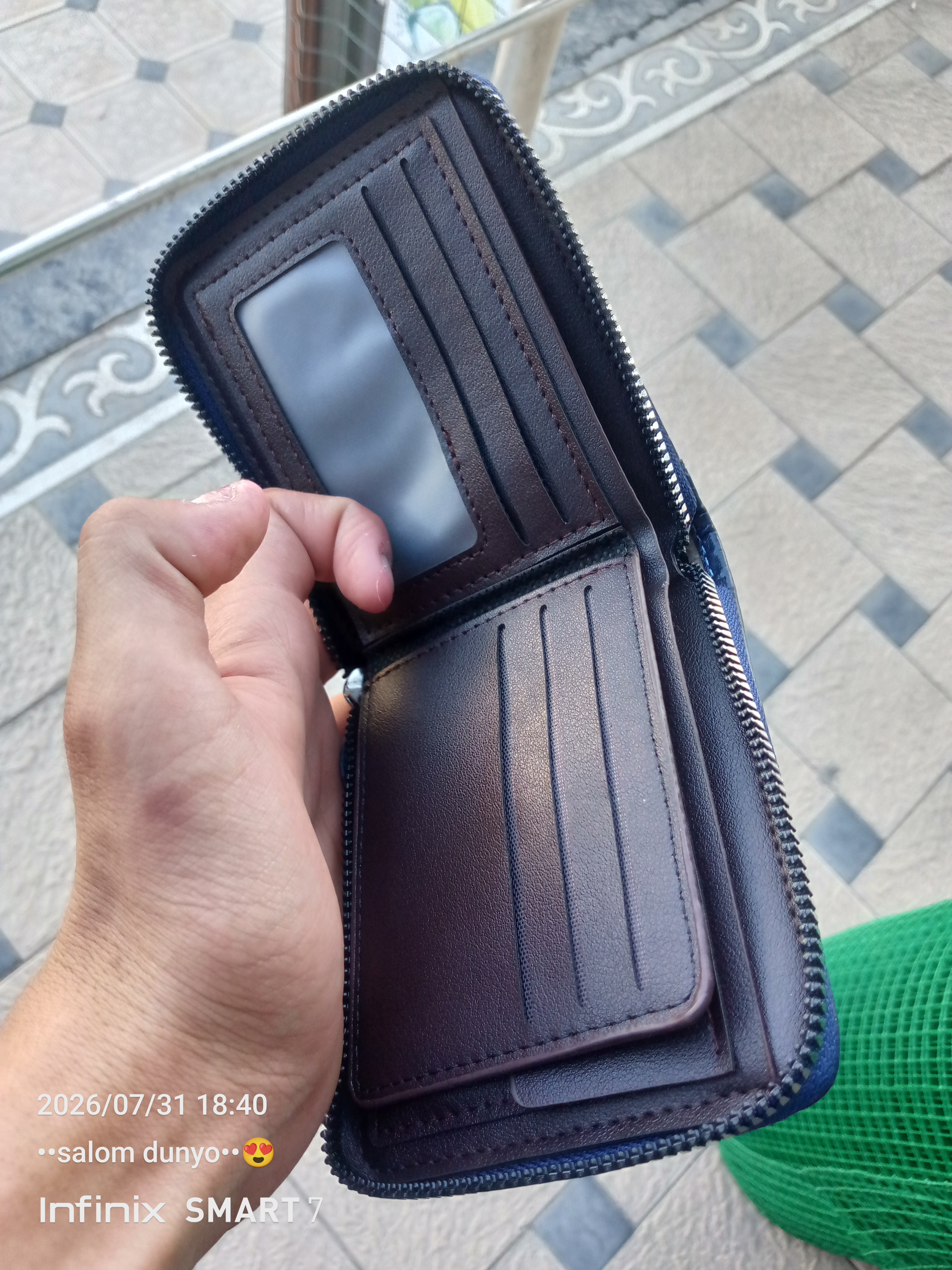 Erkaklar hamyoni, portmone, karta va pul uchun hamyon, eko charm, 12×10 sm