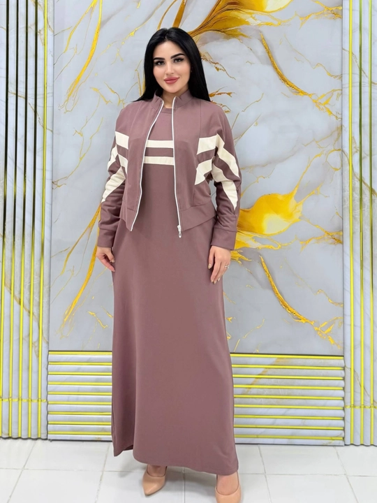 Ayollar abaya uslubidagi ikki qismli kiyim, uzun ko'ylak va jaket