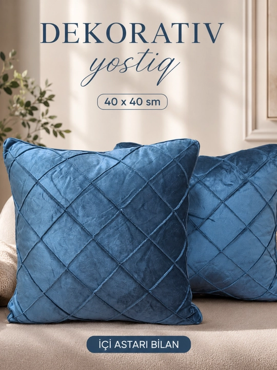 40×40 sm o‘lchamdagi bezakli yostiq, qaddafiy matosidan, ichki yostiqli