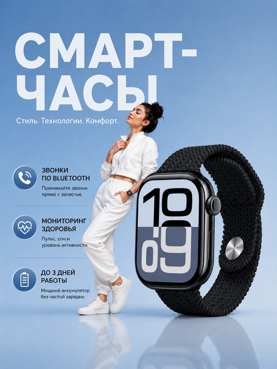 Смарт-часы, звонки по Bluetooth, для мужчин и женщин - 