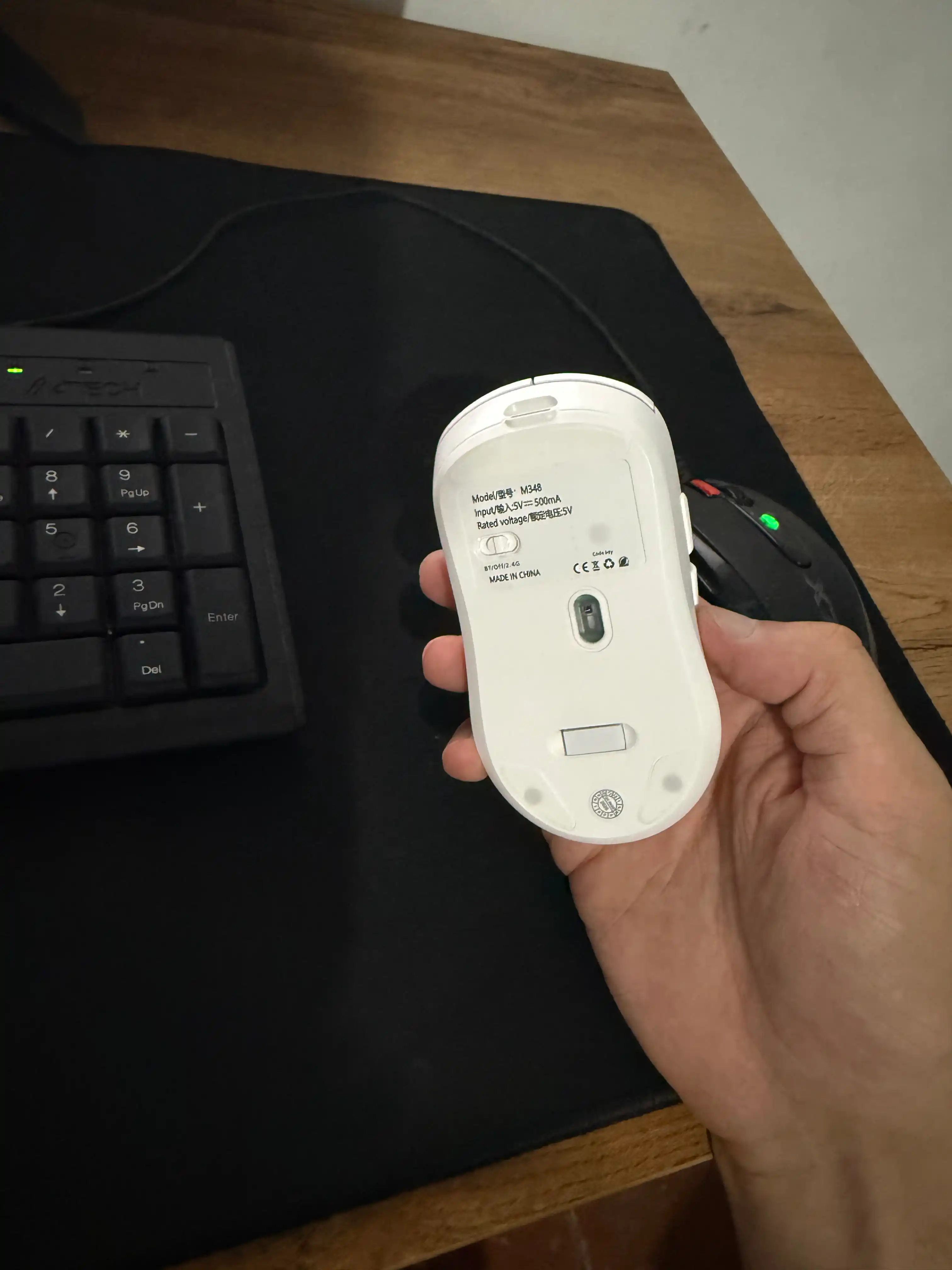 M348 simsiz o'yin sichqonchasi. Chastota 1000 Hz, 2 ta ulanish rejimi, batareya 500 mAh