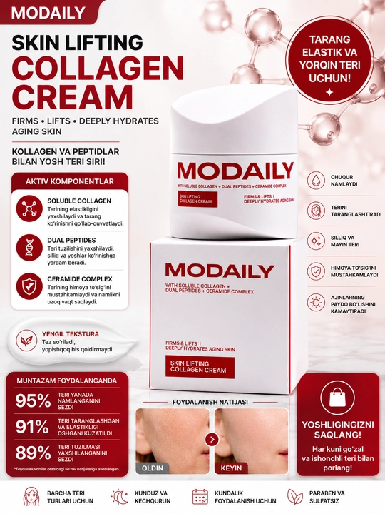 MODAILY Skin Lifting Collagen Cream – Крем для лица с коллагеном, лифтинг и увлажнение - 