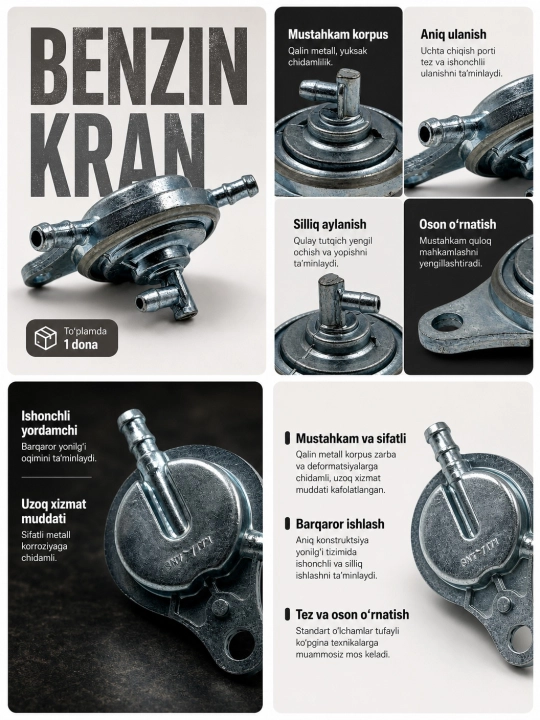 GY6 125/150 skuterlari uchun vakuumli benzin krani yoqilg'i klapani  MODEL-T015 - 