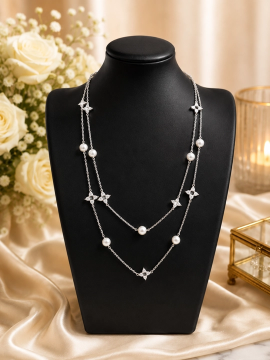 Van CleeF Многослойное колье с жемчугом и цирконами - 