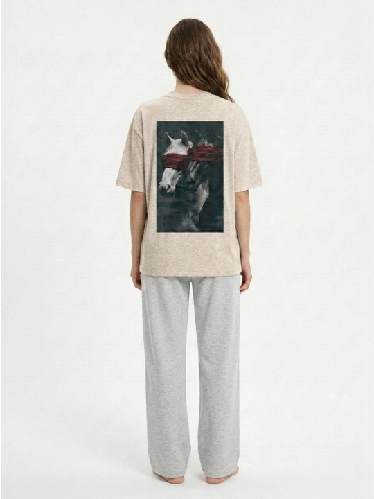Летняя двойка в спортивном стиле oversize для женщин — Набор футболки и брюк