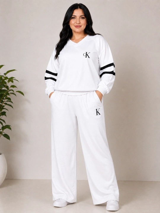 Ayollar sport kostyumi oversize, ikki qismli kostyum, keng shimli trikotaj kundalik kiyim - 
