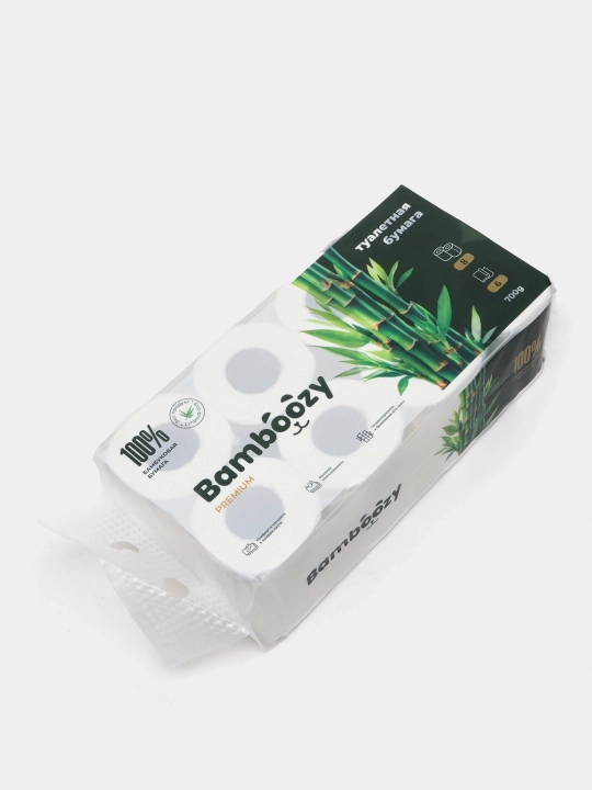 Туалетная бумага Bamboozy, бамбуковая, с втулкой, в упаковке 8 шт