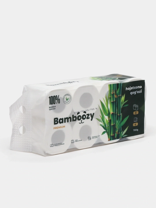 Туалетная бумага Bamboozy, бамбуковая, с втулкой, в упаковке 8 шт