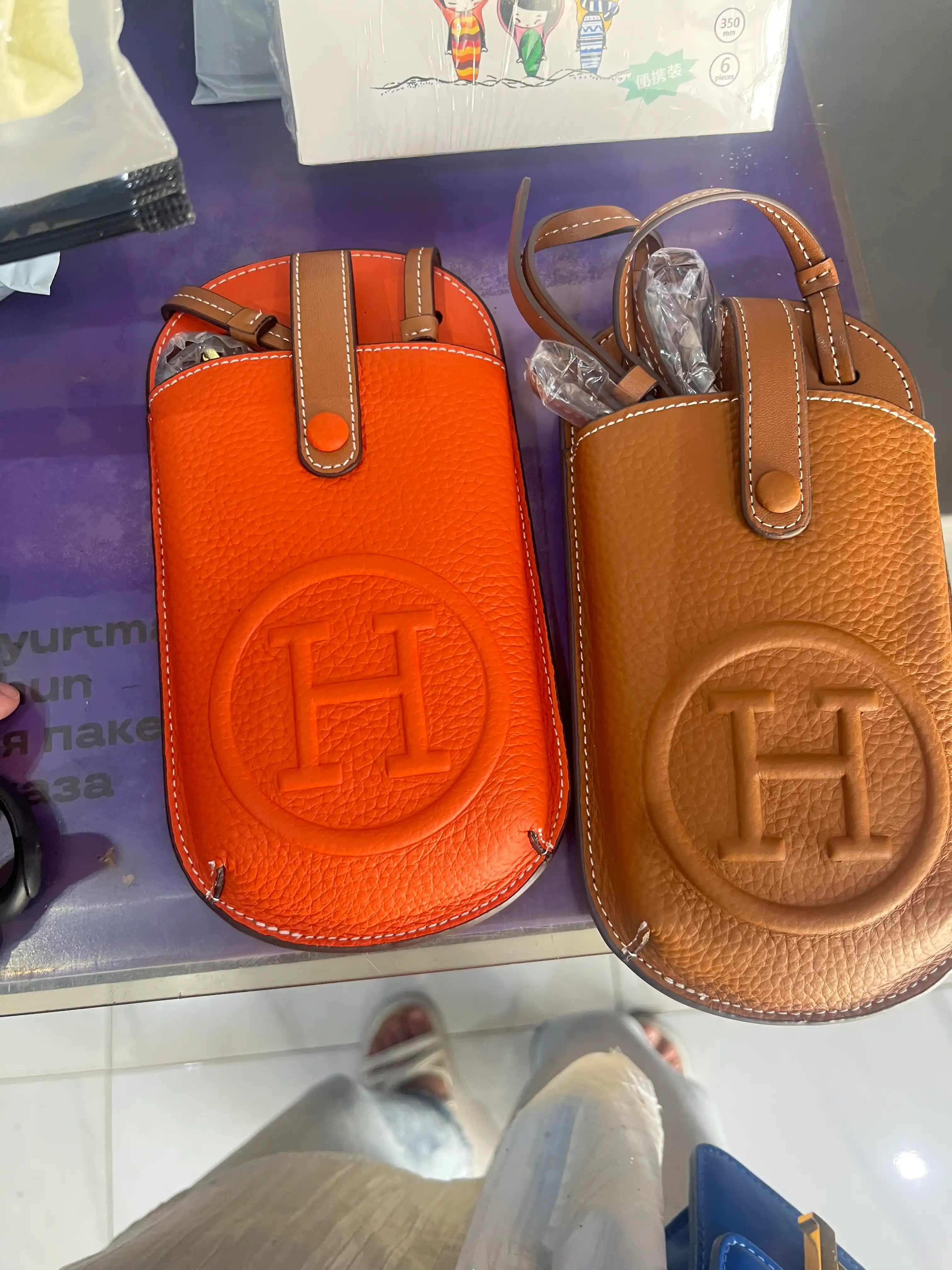 Сумка-чехол для телефона Hermes, Кожаная сумка-чехол