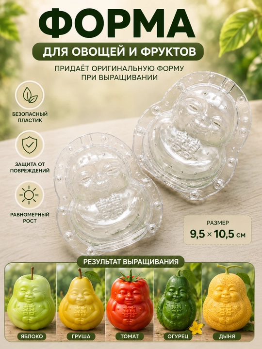 Форма для придания формы овощам и фруктам при выращивании, пластиковая, многоразовая