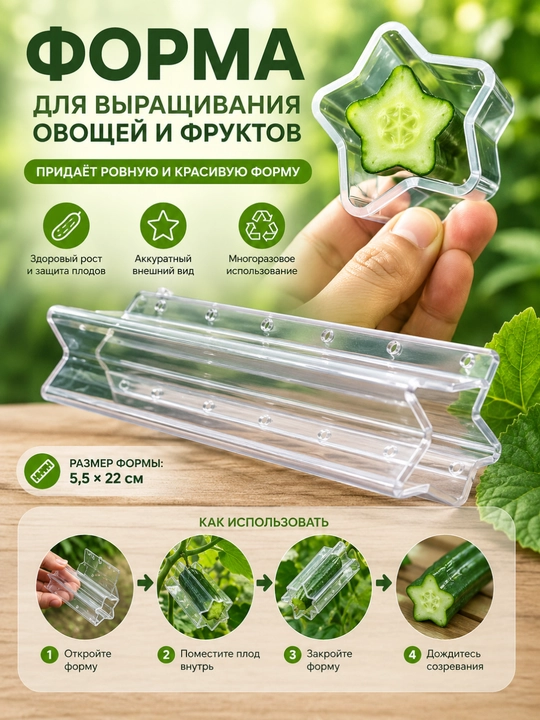 Форма для придания формы овощам и фруктам при выращивании, пластиковая, многоразовая