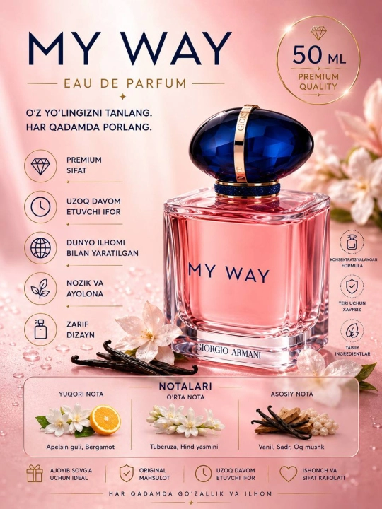 Parfyumlangan suv ayollar uchun My Way, 50 ml - 