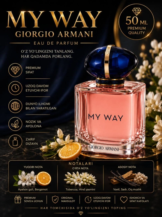 Parfyumlangan suv ayollar uchun My Way, 50 ml - 