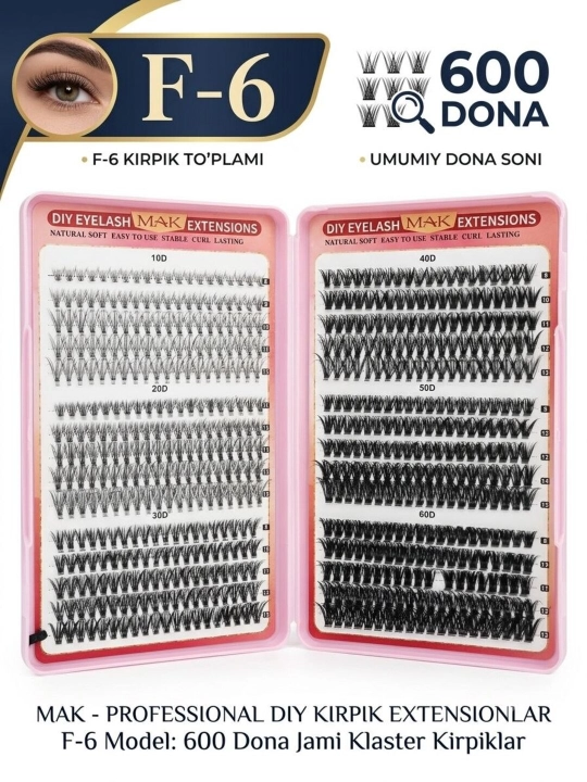 MAK DIY klasterli ulama kipriklar, tutamli kipriklar, individual kipriklar, 3D