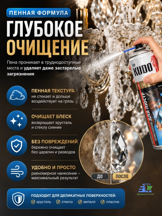 Очиститель для люстр KUDO, пенный, 650 мл KU-H408