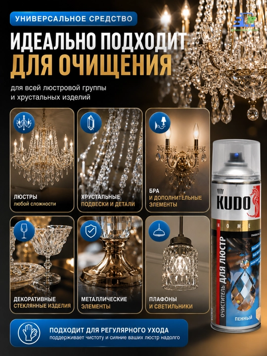 Очиститель для люстр KUDO, пенный, 650 мл KU-H408