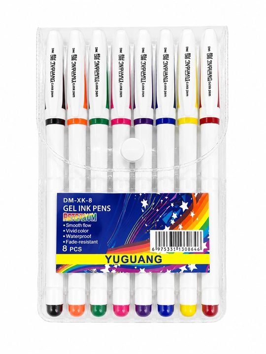 Gel ruchkalar to‘plami 8 dona, 0.5 mm, rangli - 