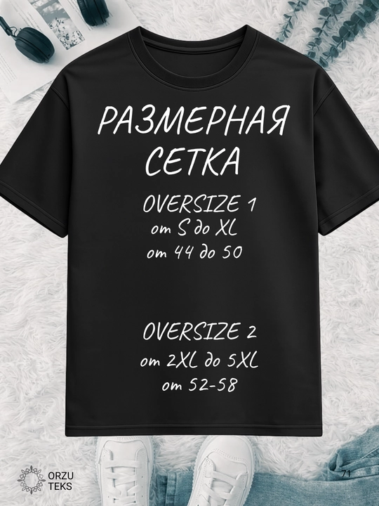Mushukchalar printli ayollar uchun OVERSIZE paxtali futbolka, keng fasonli, ORZU-TEKS