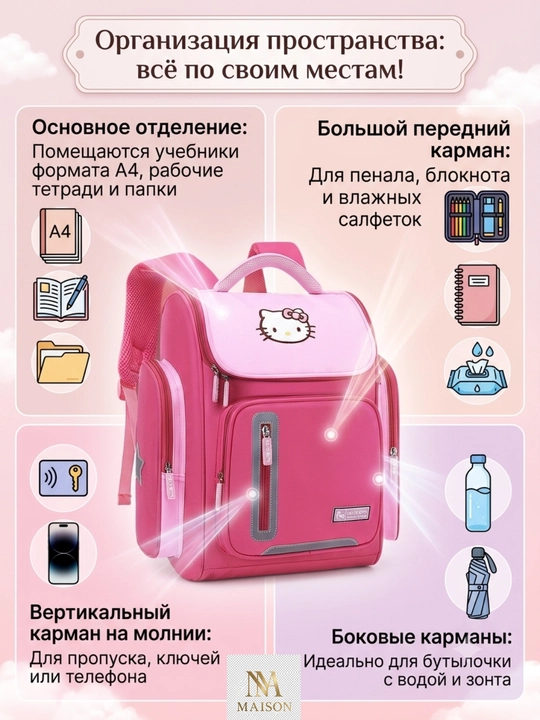 Школьный рюкзак для 3-6 классов, для девочек