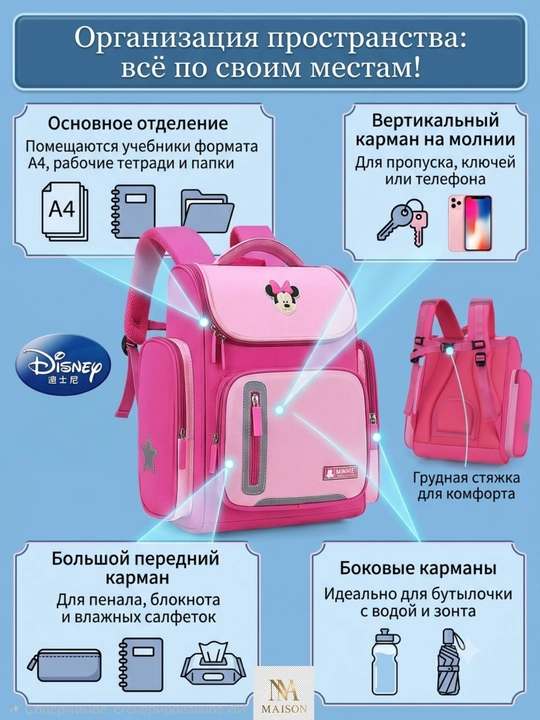 Школьный рюкзак для 3-6 классов, для девочек
