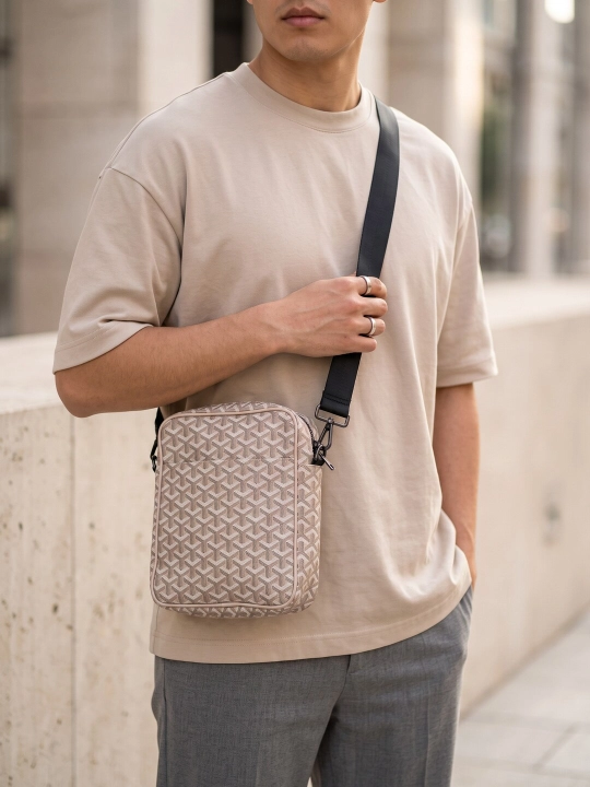 Мужская сумка через плечо, в стиле Goyard