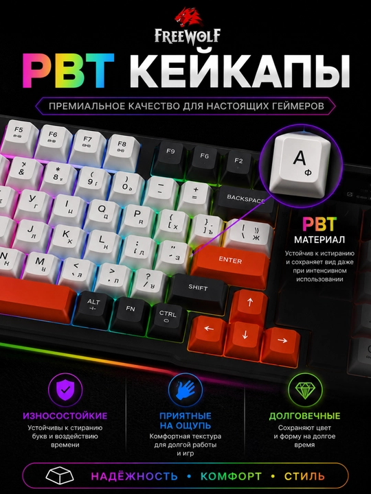 Беспроводная механическая клавиатура FREE WOLF M96, RGB-подсветка, Bluetooth 5.0, 2.4G