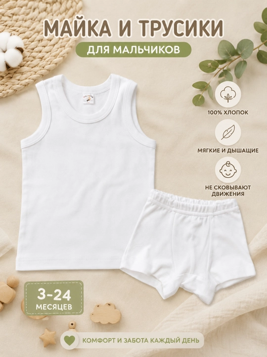 Майка и трусики для детей, дышащий хлопковый комплект